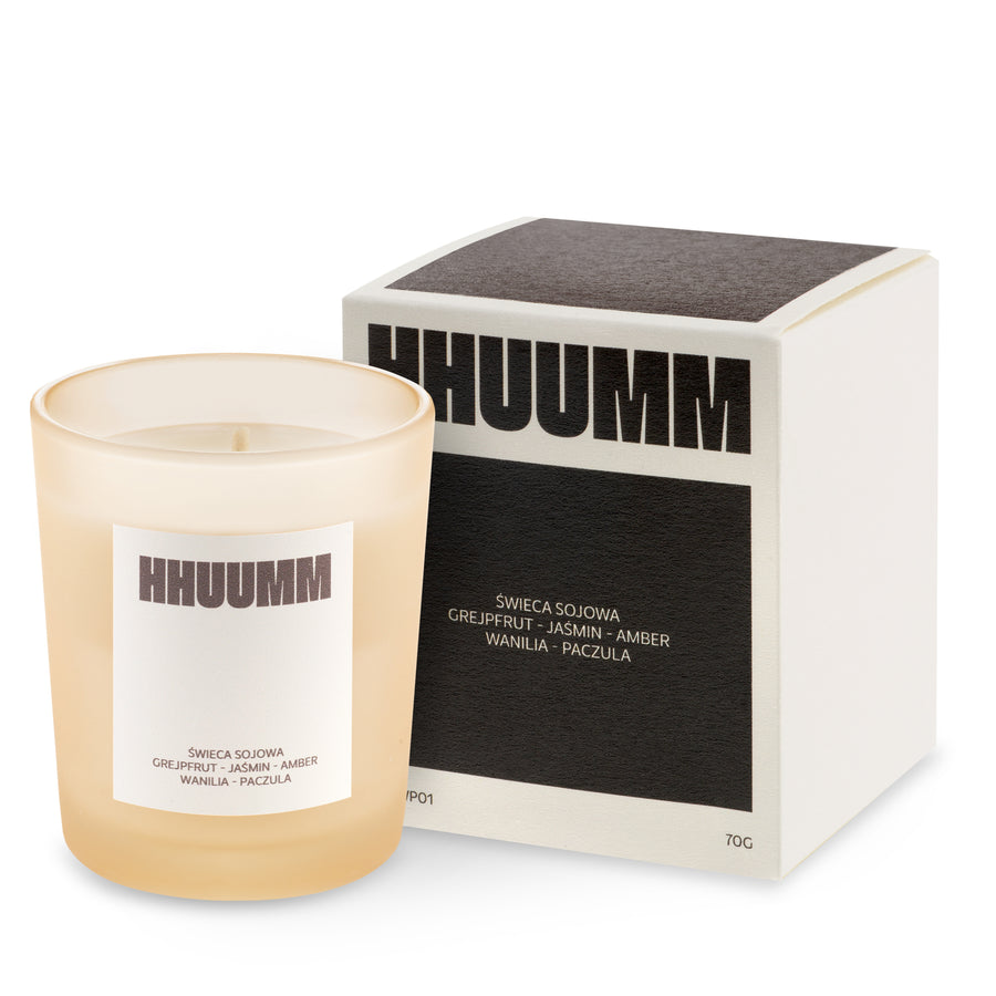 Świeca sojowa grejfrut, jaśmin, amber, wanilia, paczula 70g