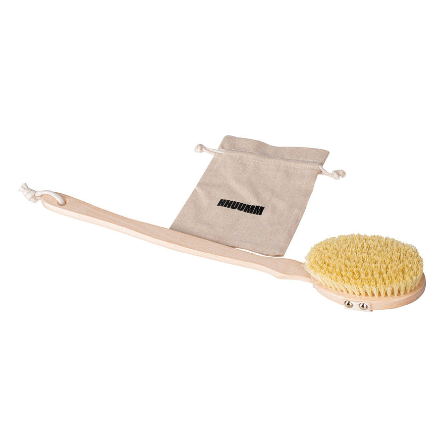 Dry body massage brush - tampico fiber, stick version, No.2
